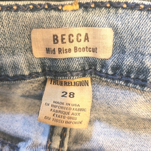 True Religion Becca Mid Rise Bootcut Light Wash Blue Denim Women's Jeans Size 28 - Picture 13 of 15